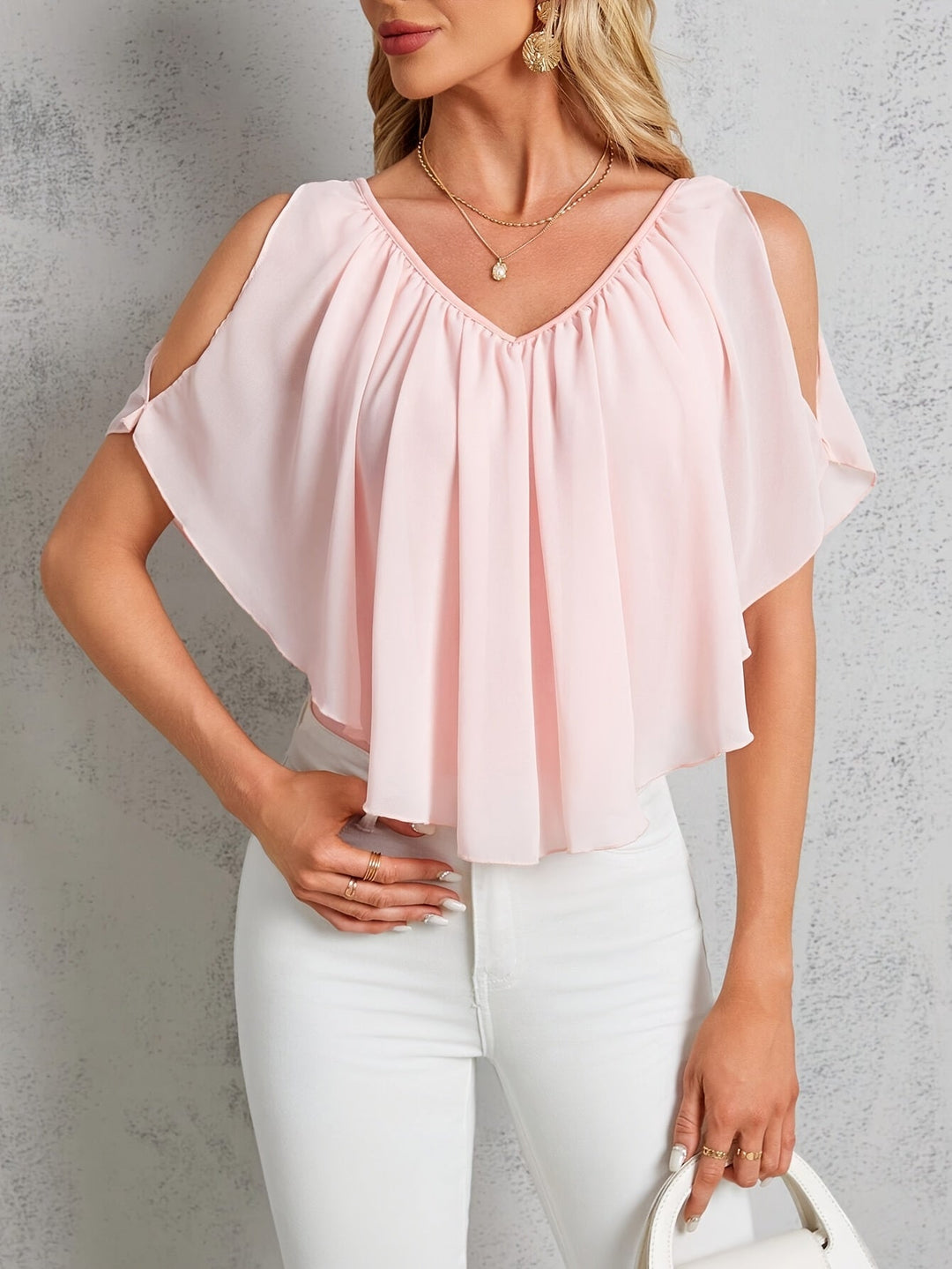 Adele | Pleated Off-Shoulder Blouse with Elegant Style