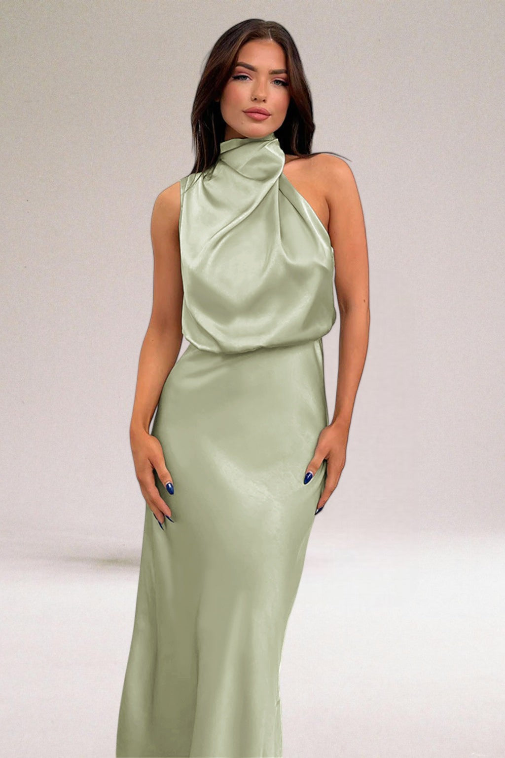 Flavia | Glamorous Satin Halter Dress for Women
