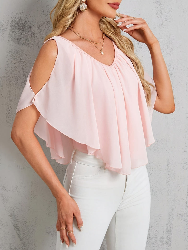 Adele | Pleated Off-Shoulder Blouse with Elegant Style