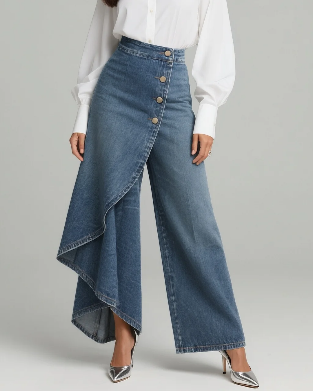 Quenira™ Wrap Denim Pants with Flattering Fit
