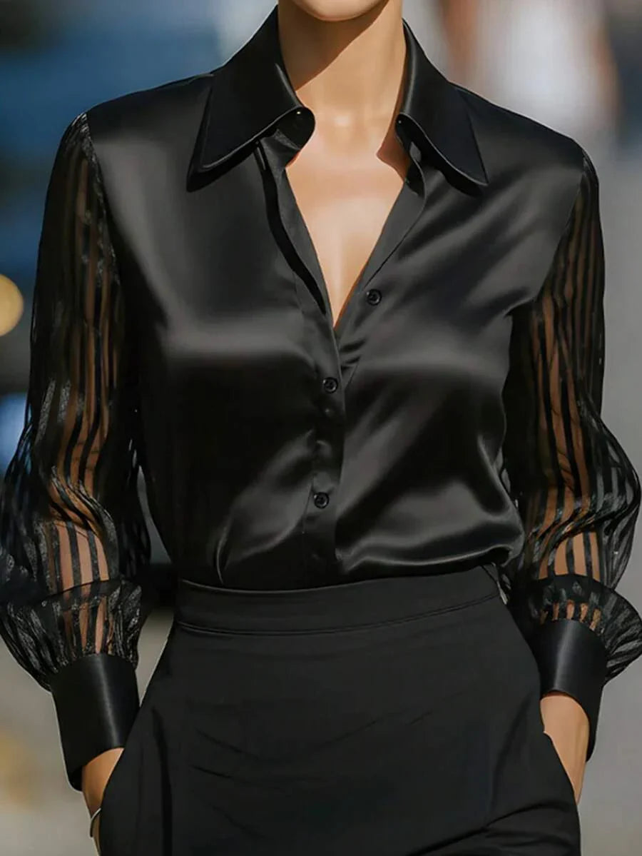 Ellery | Elegant Blouse with Sheer Sleeves