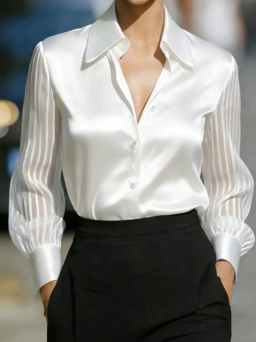 Ellery | Elegant Blouse with Sheer Sleeves