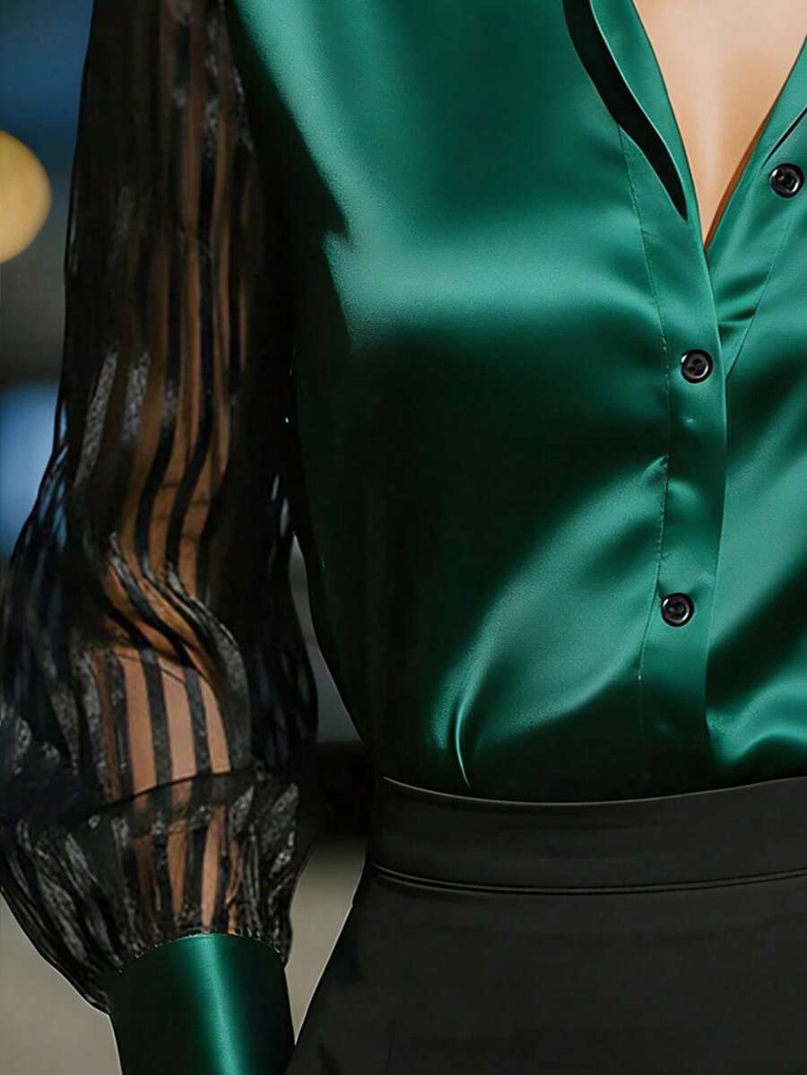 Ellery | Elegant Blouse with Sheer Sleeves