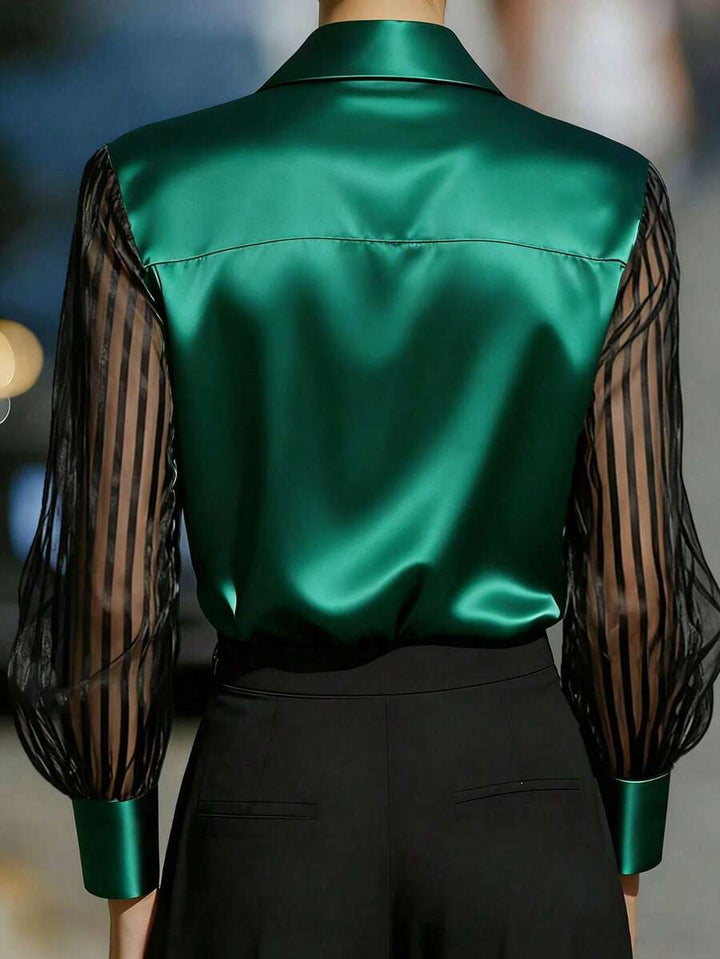Ellery | Elegant Blouse with Sheer Sleeves