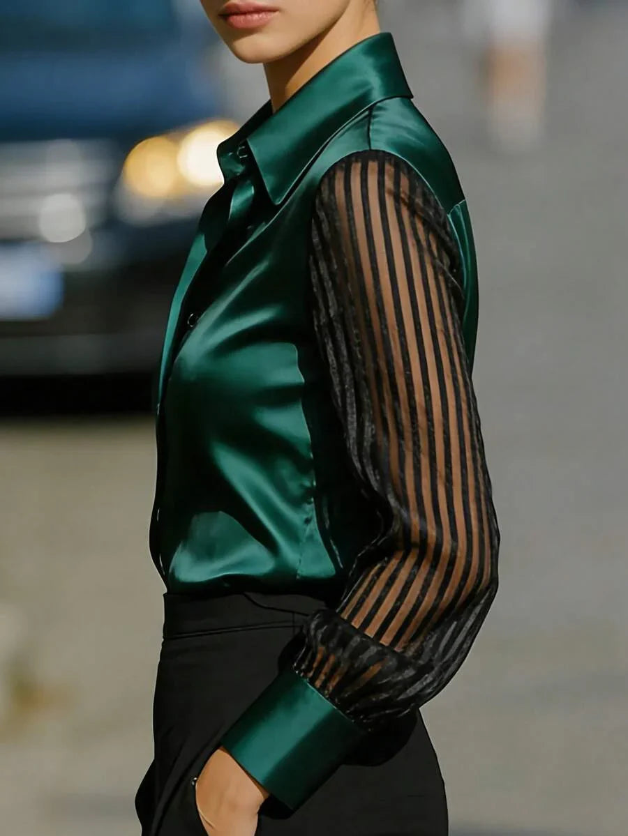 Ellery | Elegant Blouse with Sheer Sleeves