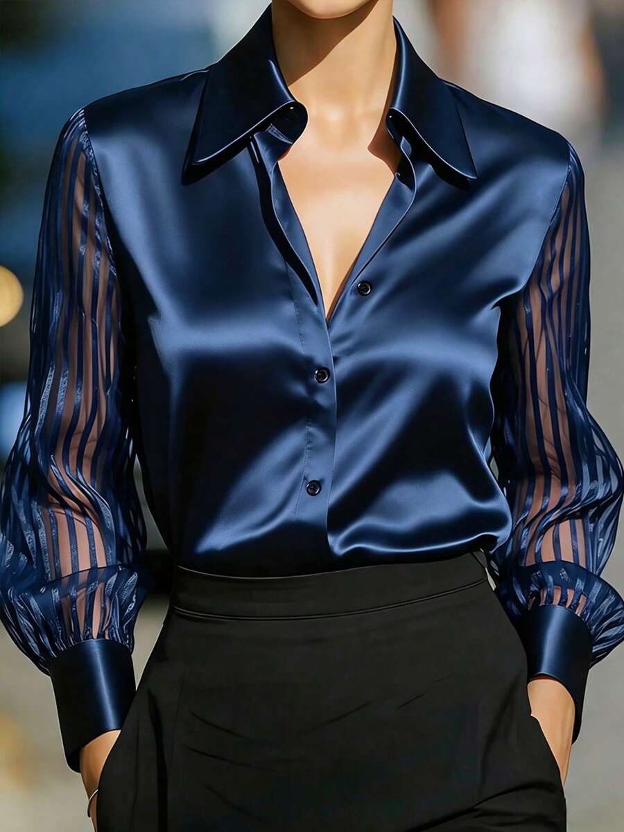Ellery | Elegant Blouse with Sheer Sleeves