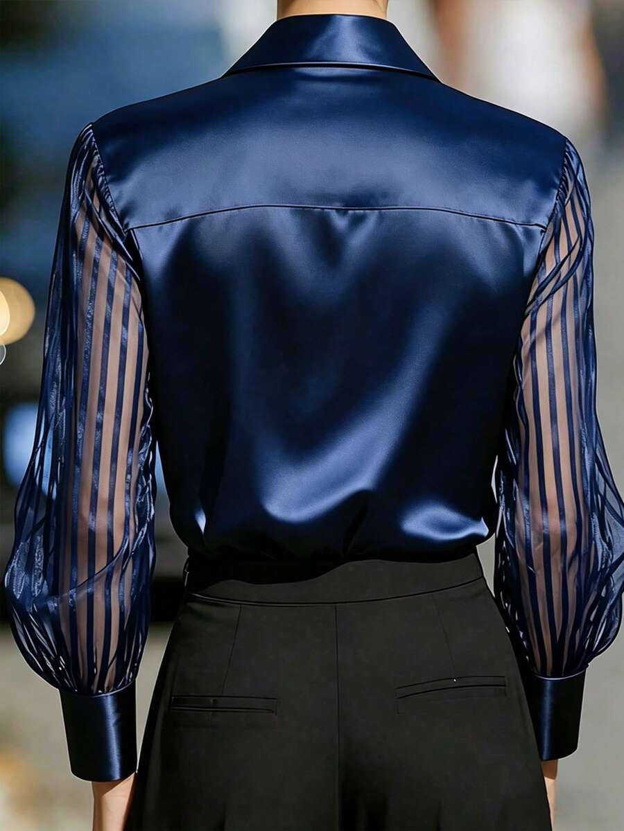 Ellery | Elegant Blouse with Sheer Sleeves