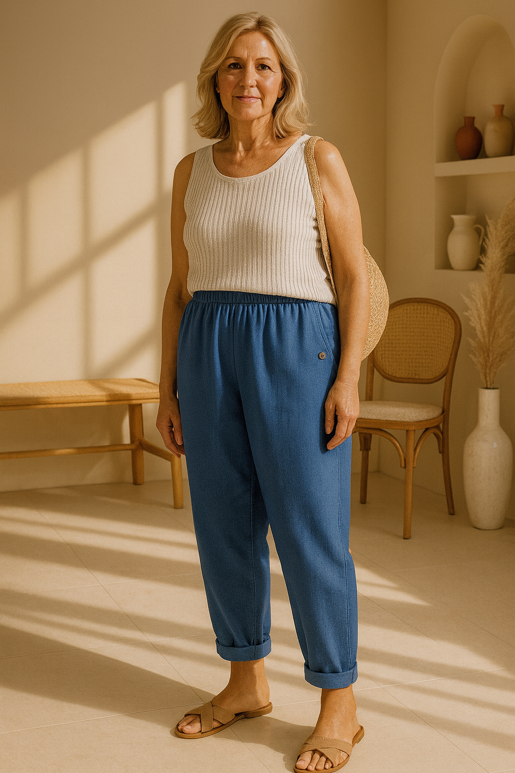 Sharona - Lightweight Linen-Cotton Pants