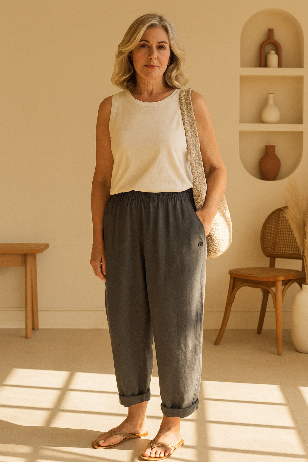 Sharona - Lightweight Linen-Cotton Pants