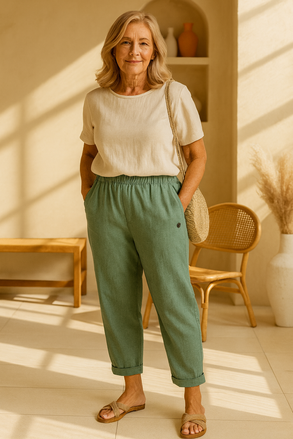Sharona - Lightweight Linen-Cotton Pants