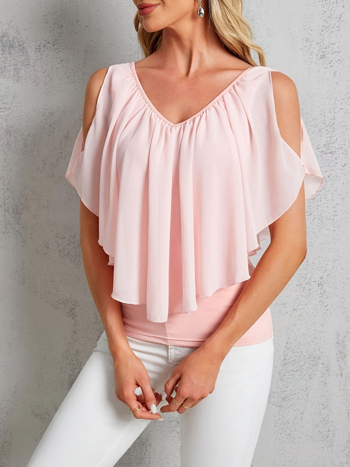 Adele | Pleated Off-Shoulder Blouse with Elegant Style