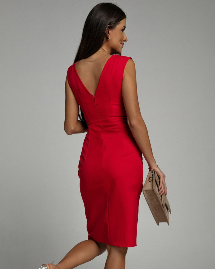 Fresia | Fitted women’s dress with a V-neck and a slit