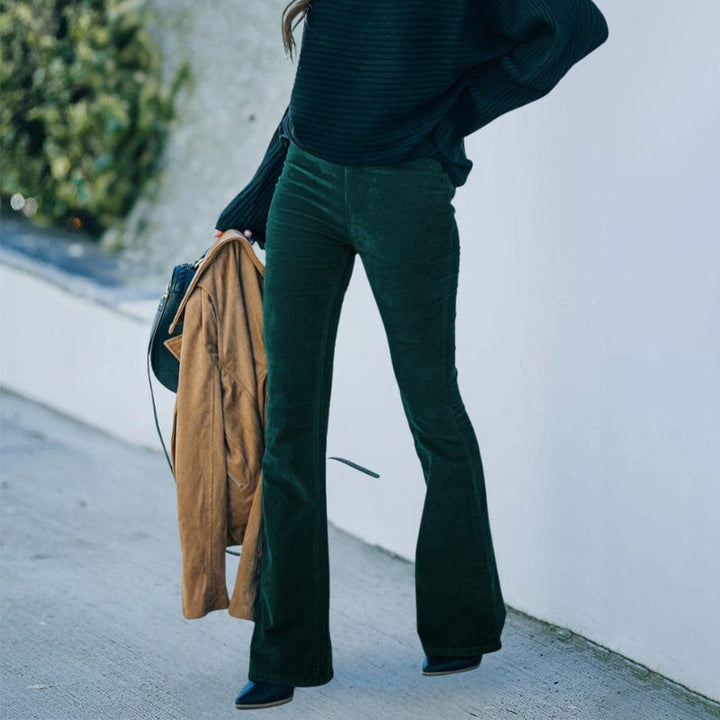Udilia - High Waist Corduroy Flare Pants