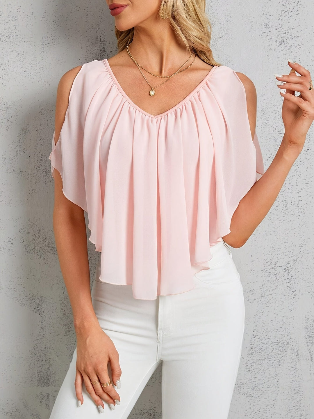 Adele | Pleated Off-Shoulder Blouse with Elegant Style