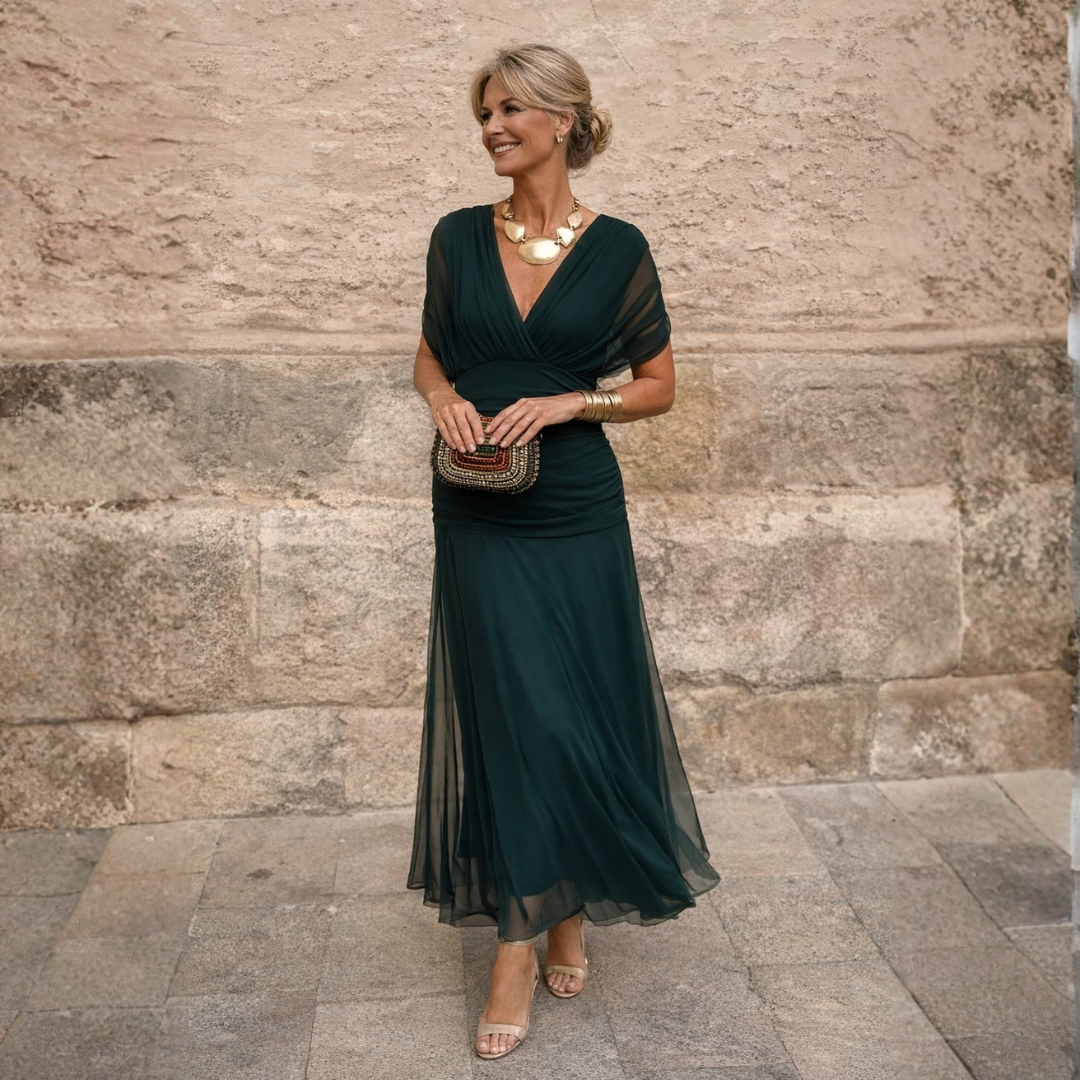 Vanessa™ | Emerald Drape Maxi Dress