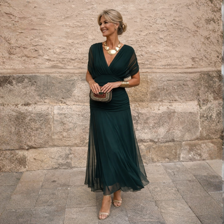 Vanessa™ | Emerald Drape Maxi Dress