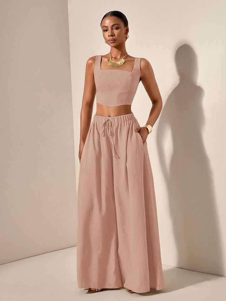 Alessia | Sleeveless Top and Wide-Leg Pants Set with Pockets