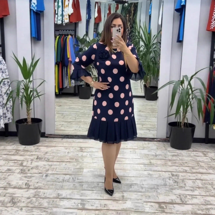 Palerine | Pleated Polka Dot Dress