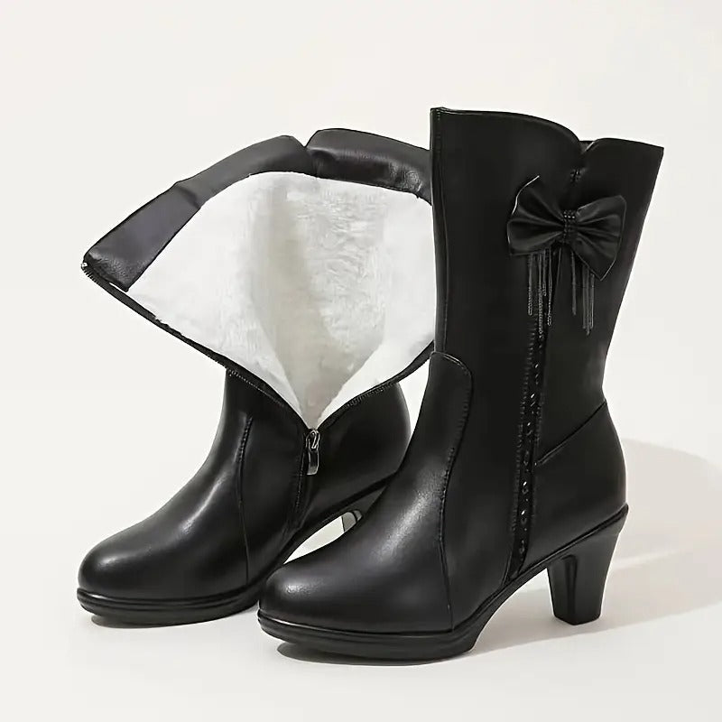 Nuccia - Vintage Bow Leather Boots