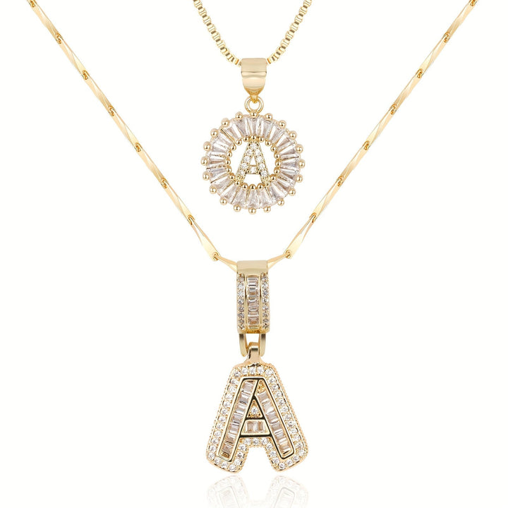 Primrose™ Initial Letter Necklaces with 14k Diamonds (2 pieces)