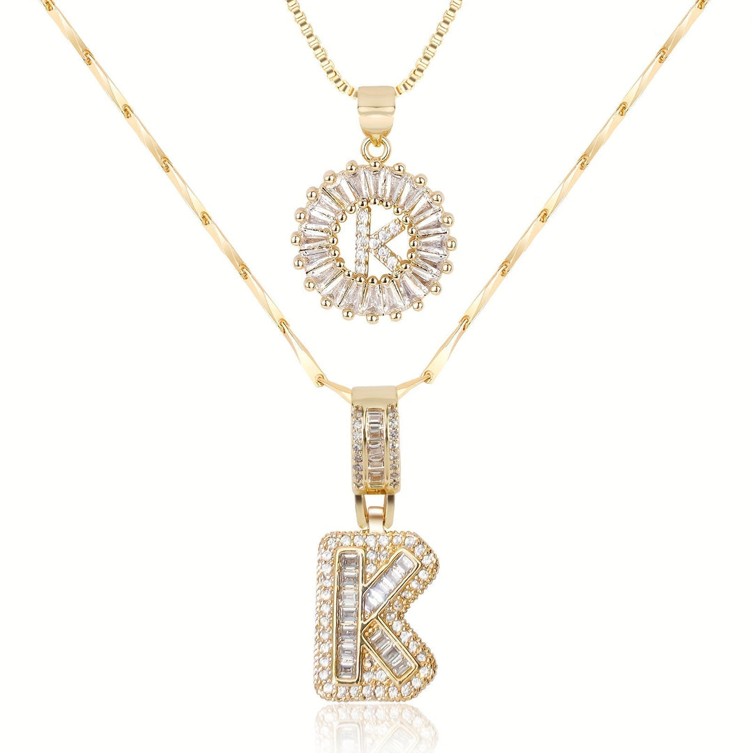 Primrose™ Initial Letter Necklaces with 14k Diamonds (2 pieces)