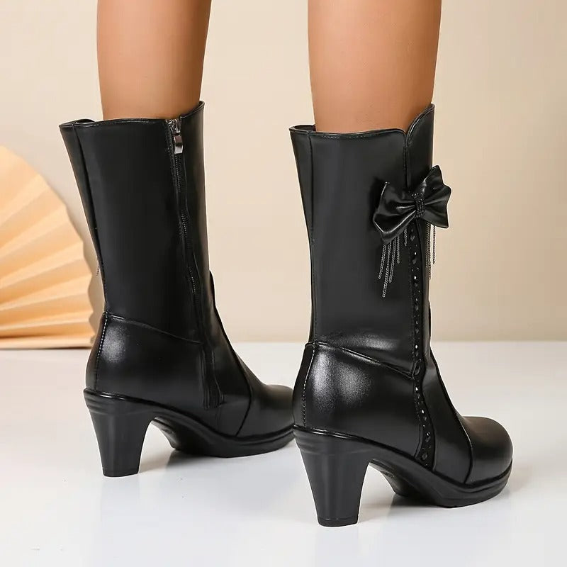Nuccia - Vintage Bow Leather Boots