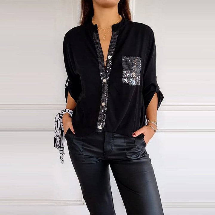 Hadley | Top Casual Patchwork with Shiny Sequins