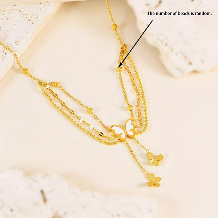 Brianna | Bohemian Three-Layer Ankle Bracelet with Charms and White Beads