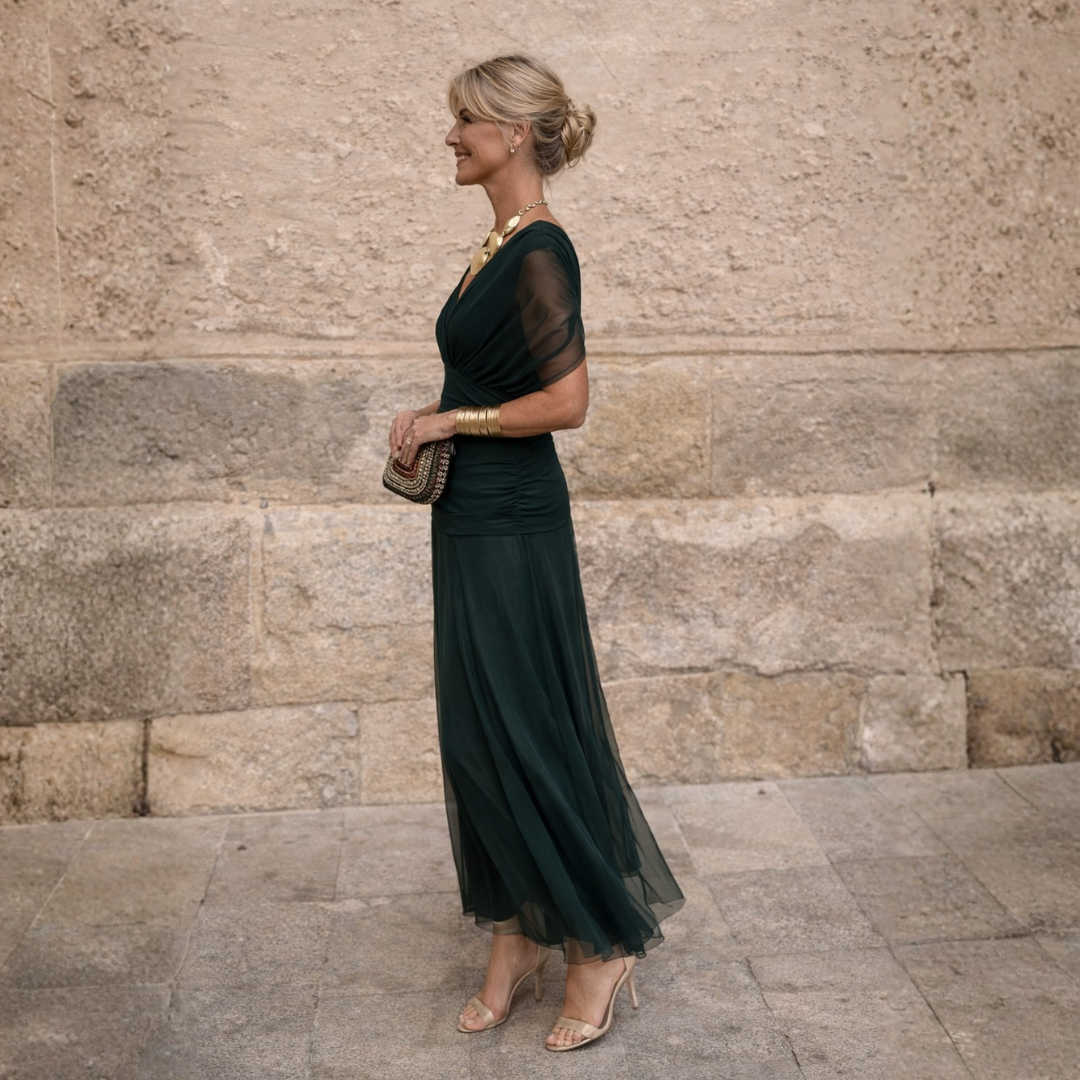 Vanessa™ | Emerald Drape Maxi Dress