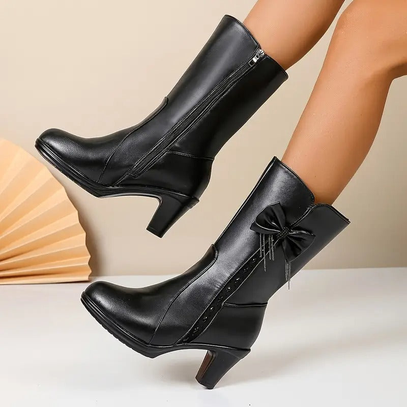 Nuccia - Vintage Bow Leather Boots