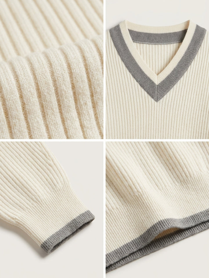 Off-white lightweight sweater and wide-leg trousers set