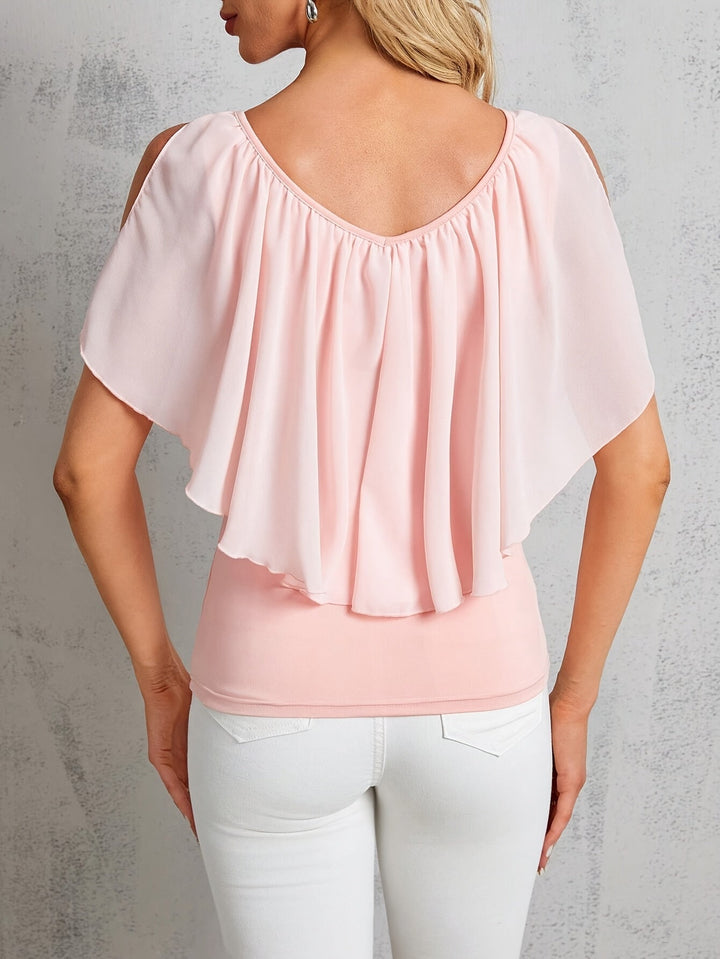 Adele | Pleated Off-Shoulder Blouse with Elegant Style