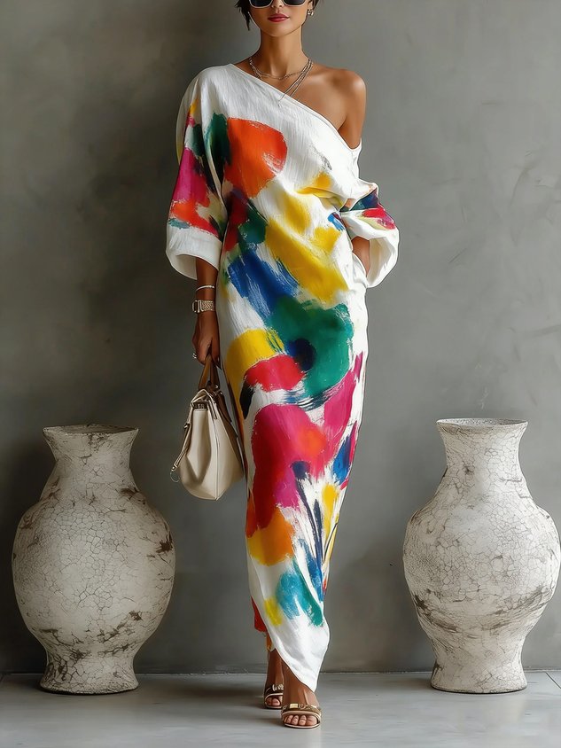 Lindiwe™ | Abstract Drape Maxi Dress