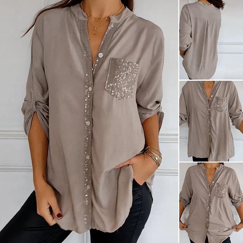 Hadley | Top Casual Patchwork with Shiny Sequins