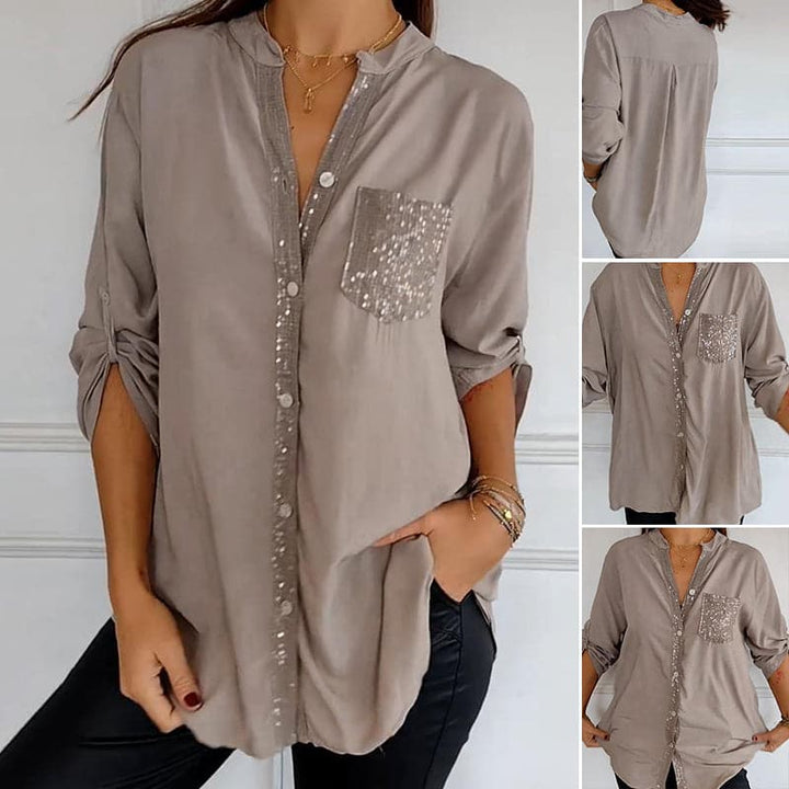 Hadley | Top Casual Patchwork with Shiny Sequins