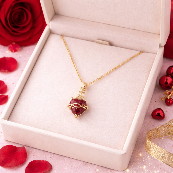 Aurelienna™ Sacred Heart of Jesus Necklace with Gold Plating