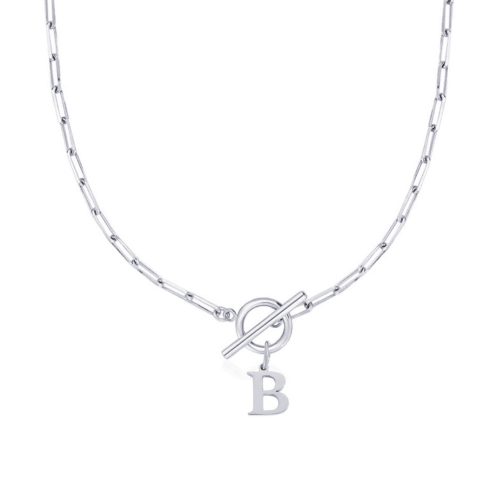 Ganelle™ Collar with Circular Lock Closure and Initial in Paperclip Shape