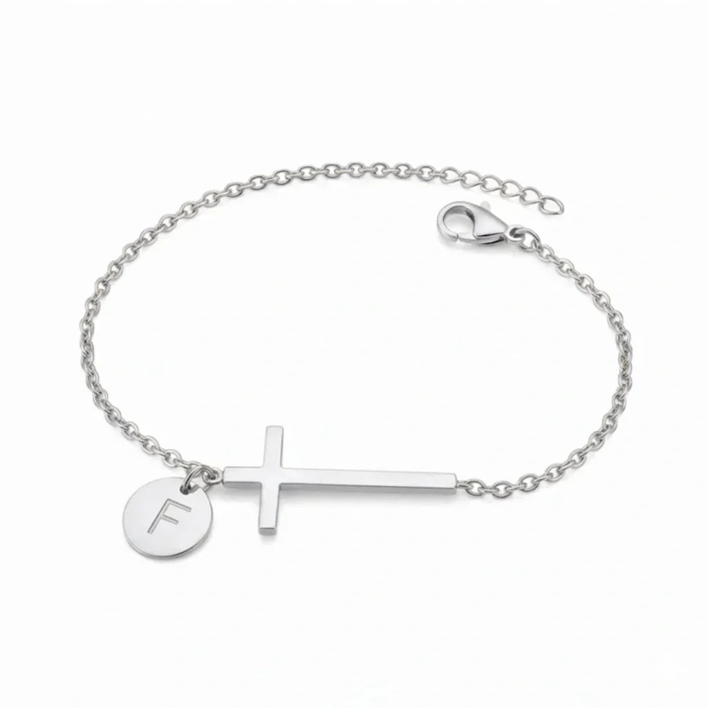 Elodryn™ Sacred Initial Bracelet – Customized Cross