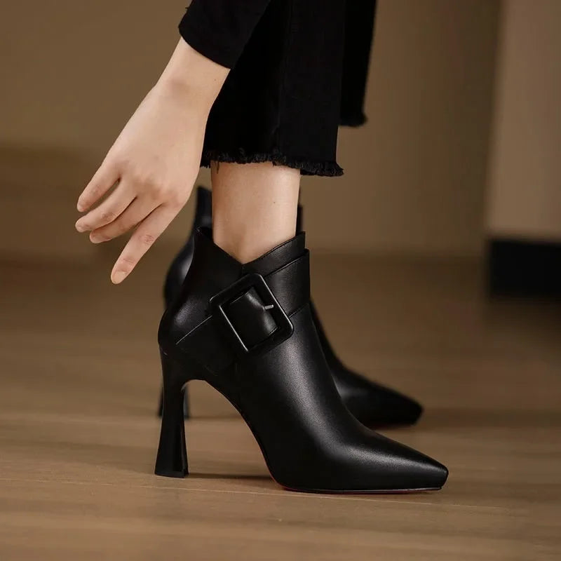 SORELLI™ Elegant Ankle Boots with Heel and Buckle