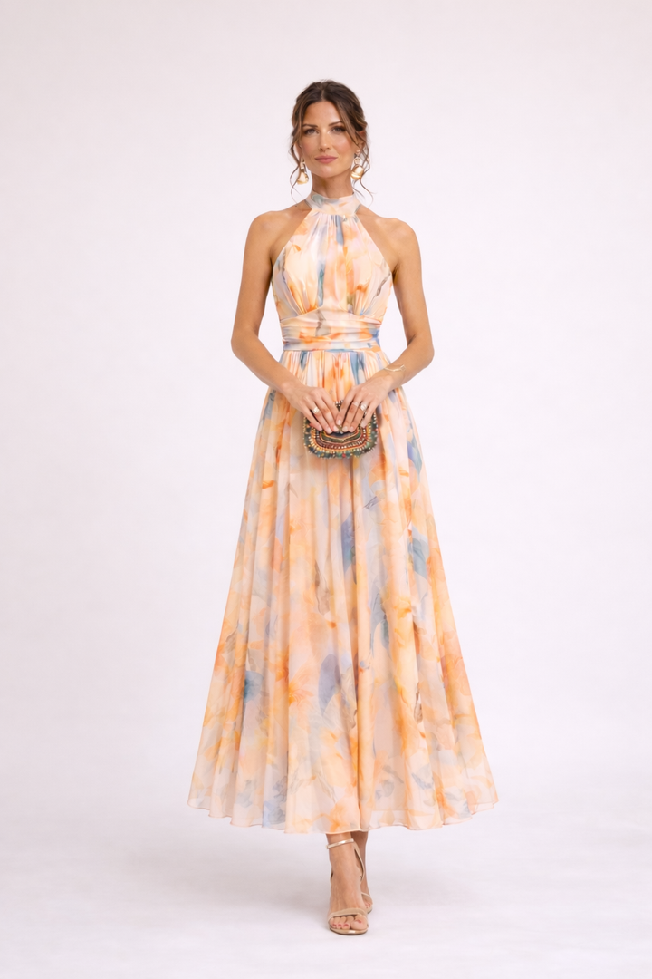 Quincy™ Watercolor Halter Dress