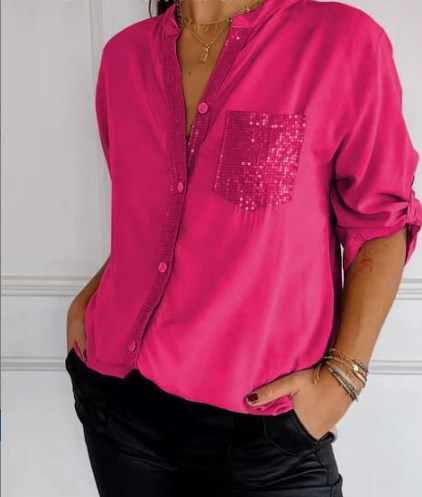Hadley | Top Casual Patchwork with Shiny Sequins