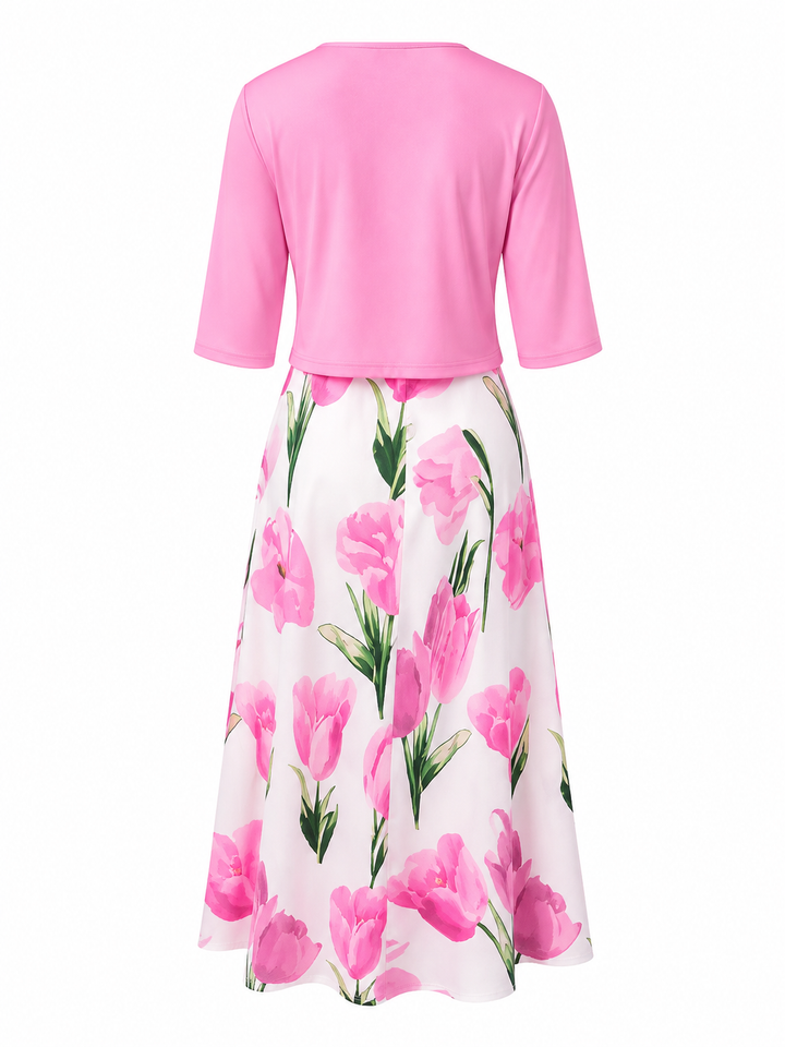 Greyra| Elegant Two-Piece Set with Flowers