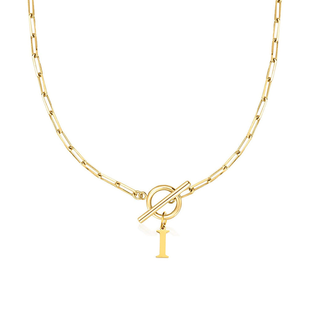 Ganelle™ Collar with Circular Lock Closure and Initial in Paperclip Shape