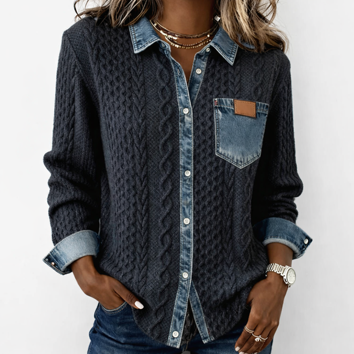 LUMÉRA | Patchwork Fabric Top with Denim Details