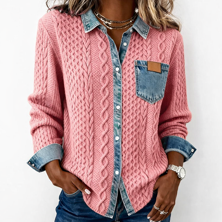 LUMÉRA | Patchwork Fabric Top with Denim Details