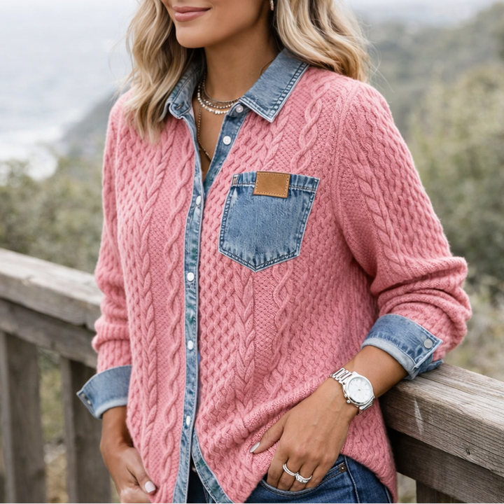 LUMÉRA | Patchwork Fabric Top with Denim Details