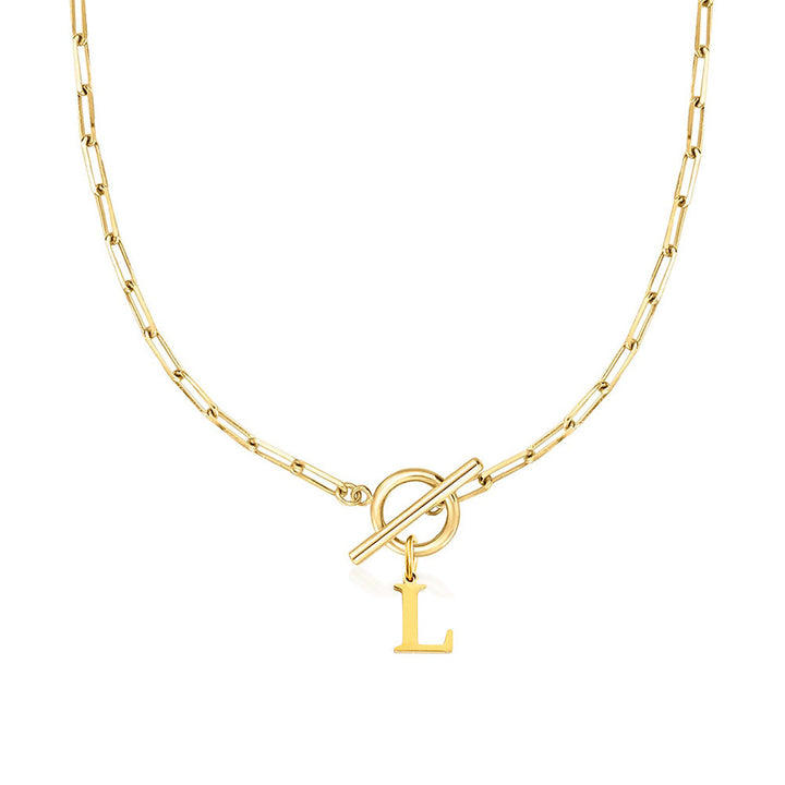 Ganelle™ Collar with Circular Lock Closure and Initial in Paperclip Shape