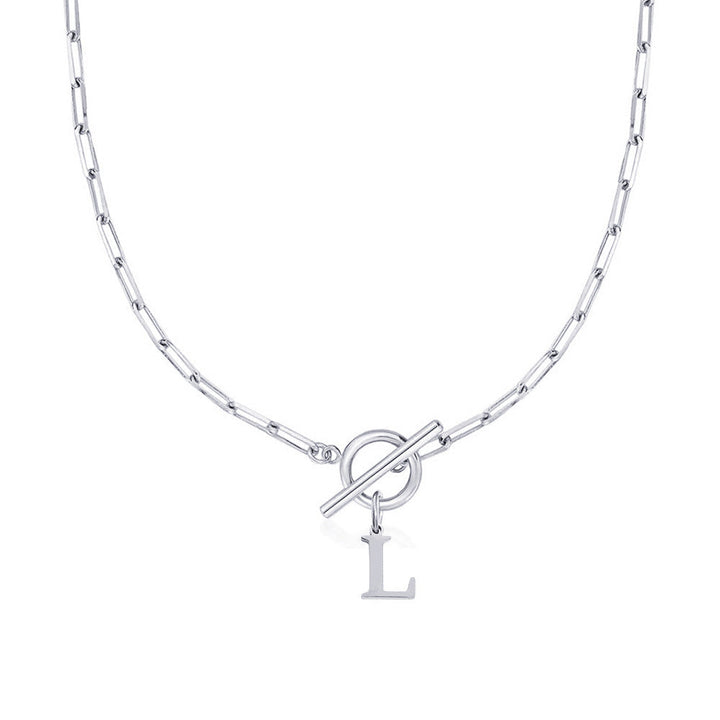 Ganelle™ Collar with Circular Lock Closure and Initial in Paperclip Shape