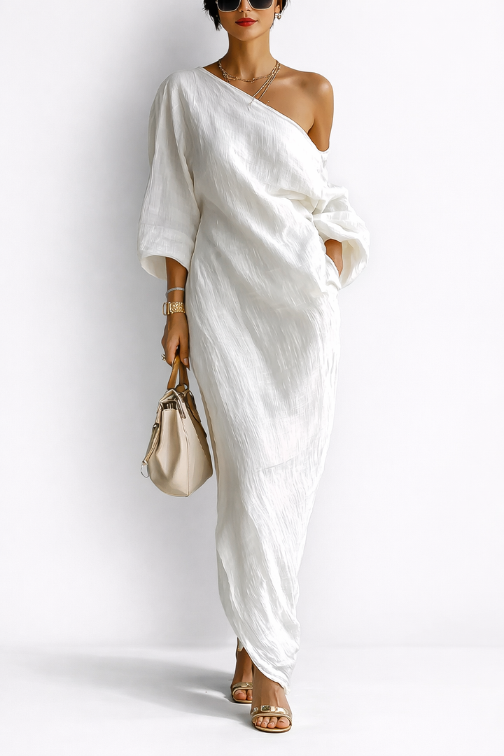 Linoretta | Elegant One-Shoulder Maxi Dress with Flowing Fall