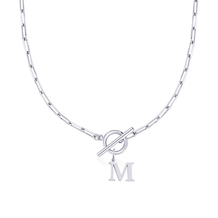 Ganelle™ Collar with Circular Lock Closure and Initial in Paperclip Shape